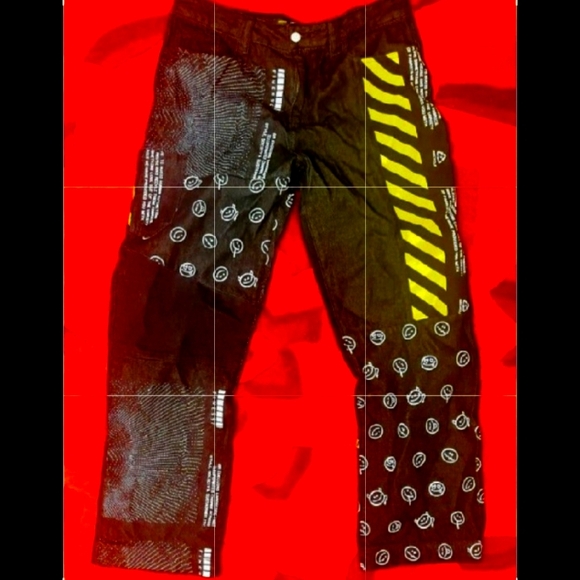 Finesse Jacko Printed Patchwork Mens/Unisex Black Jeans.Size: XL. Like New!!! - Picture 1 of 3